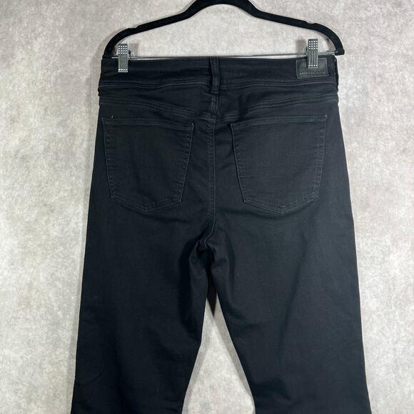 American Eagle Kick Boot Jeans Womens 12 Black Denim Stretch Mid Rise Everyday - Picture 5 of 14